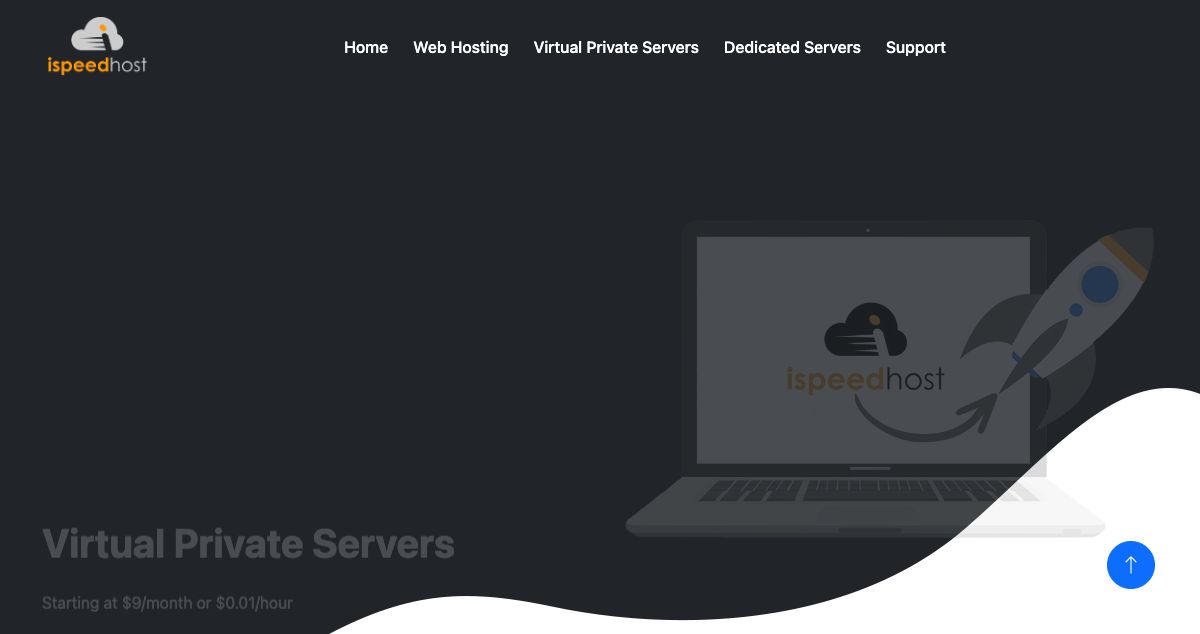 Homepage of iSpeedHost Web Services hosting