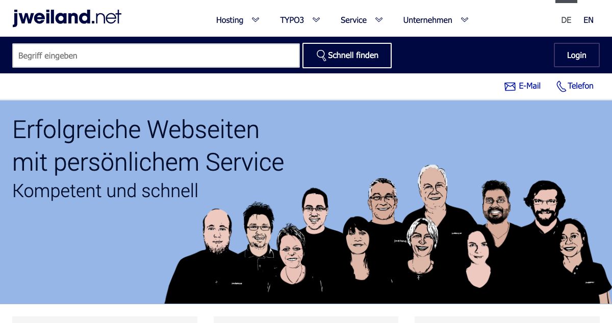 Homepage of Jweiland.net hosting