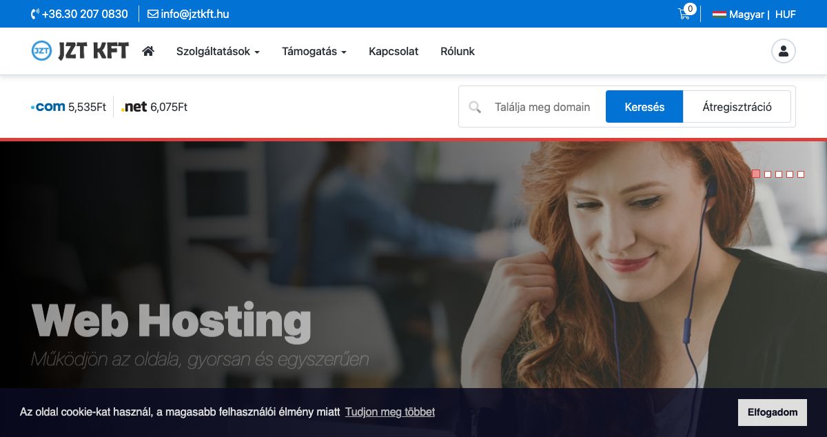 Homepage of JZT Informatikai Kft hosting