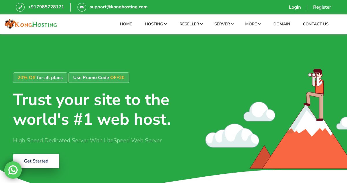 Homepage of KongHosting hosting