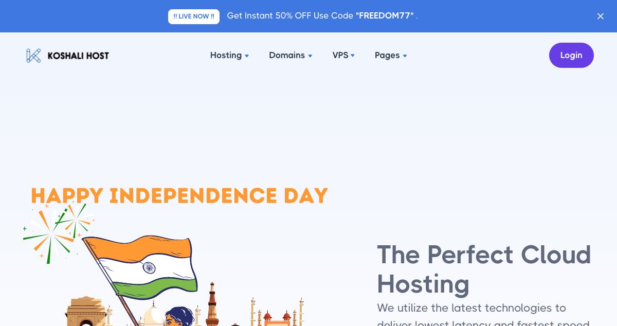 Homepage of Koshali Host hosting