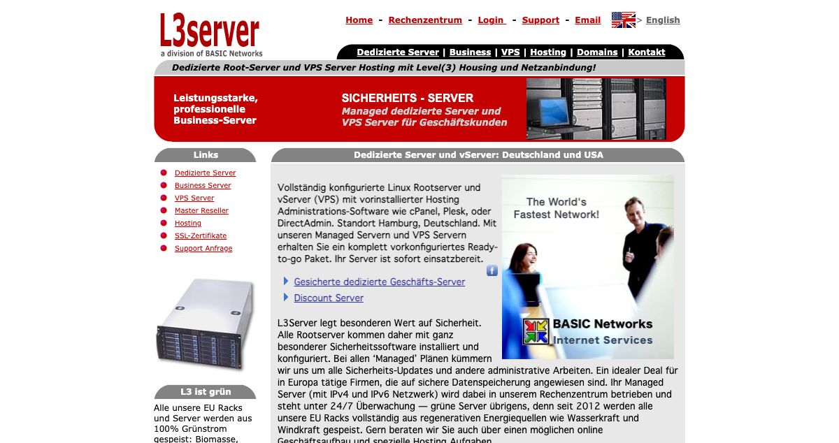 Homepage of L3server hosting