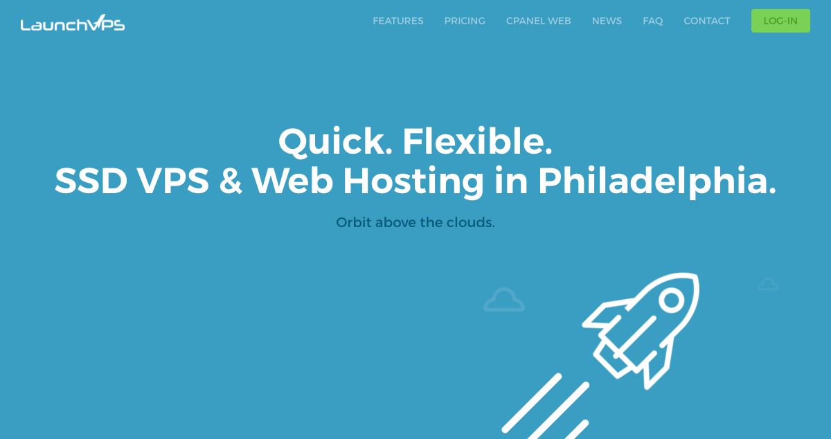 Homepage of LaunchVPS hosting