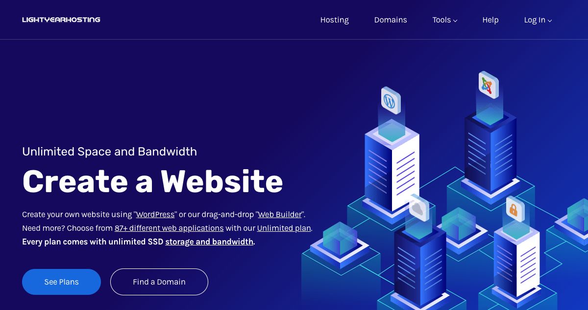 Homepage of Lightyear Hosting hosting