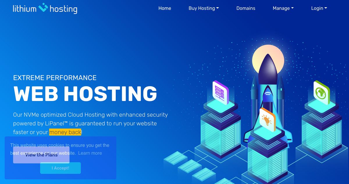 Homepage of Lithium Hosting hosting