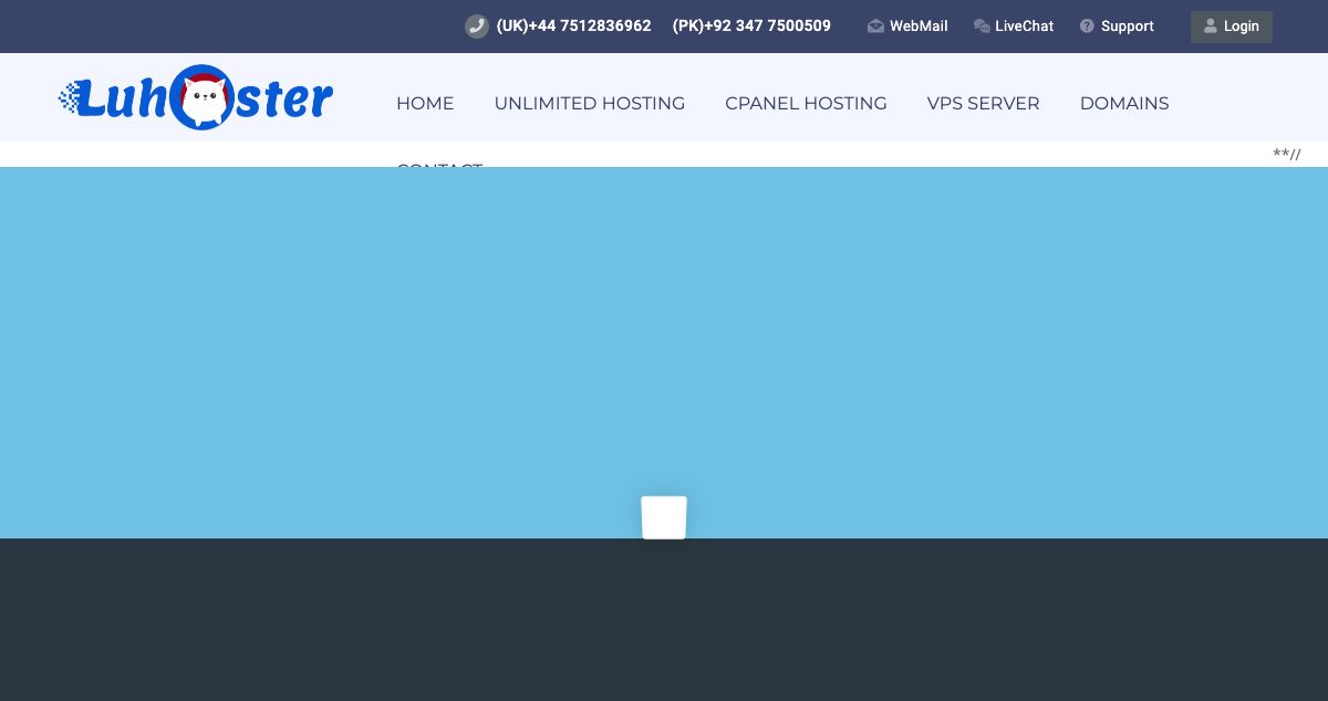 Homepage of Luhoster Ltd hosting