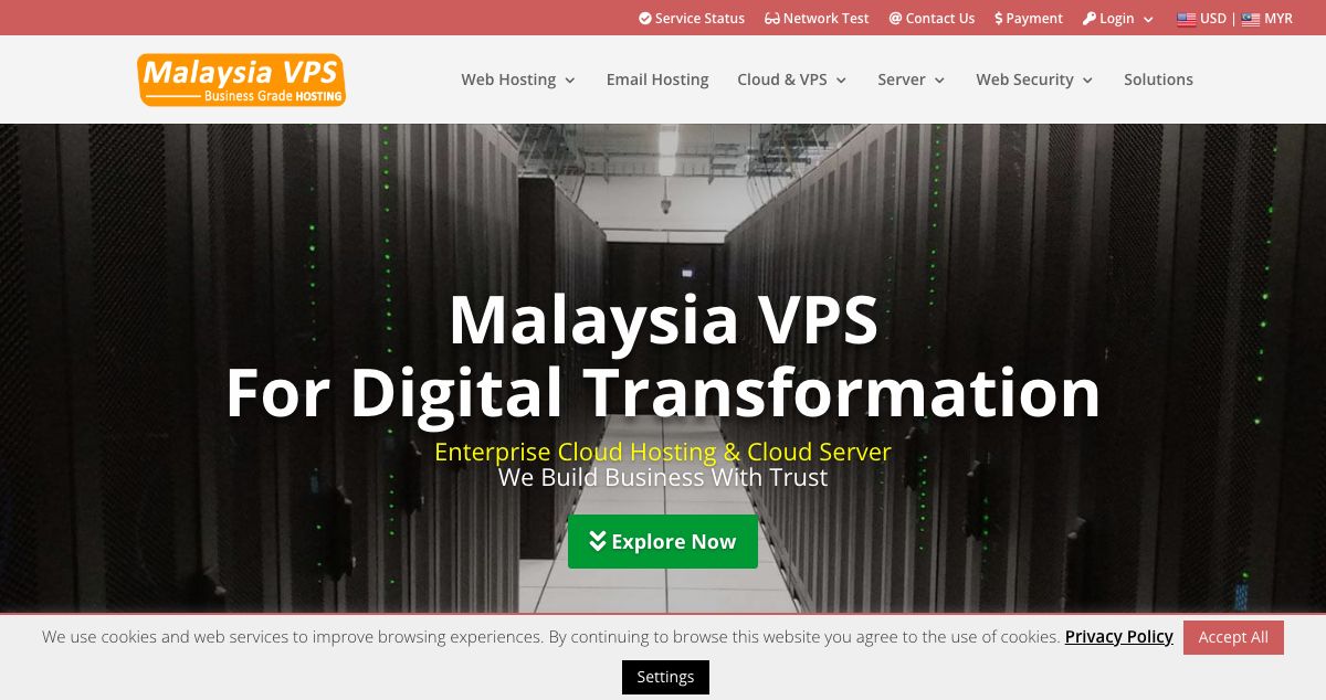 Homepage of Malaysia VPS hosting