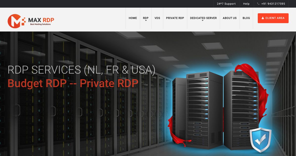 Homepage of Maxrdp.com hosting