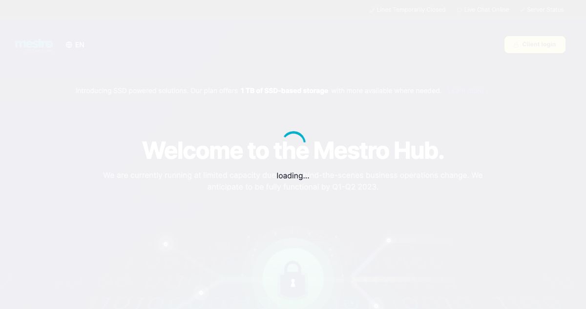 Homepage of Mestro hosting