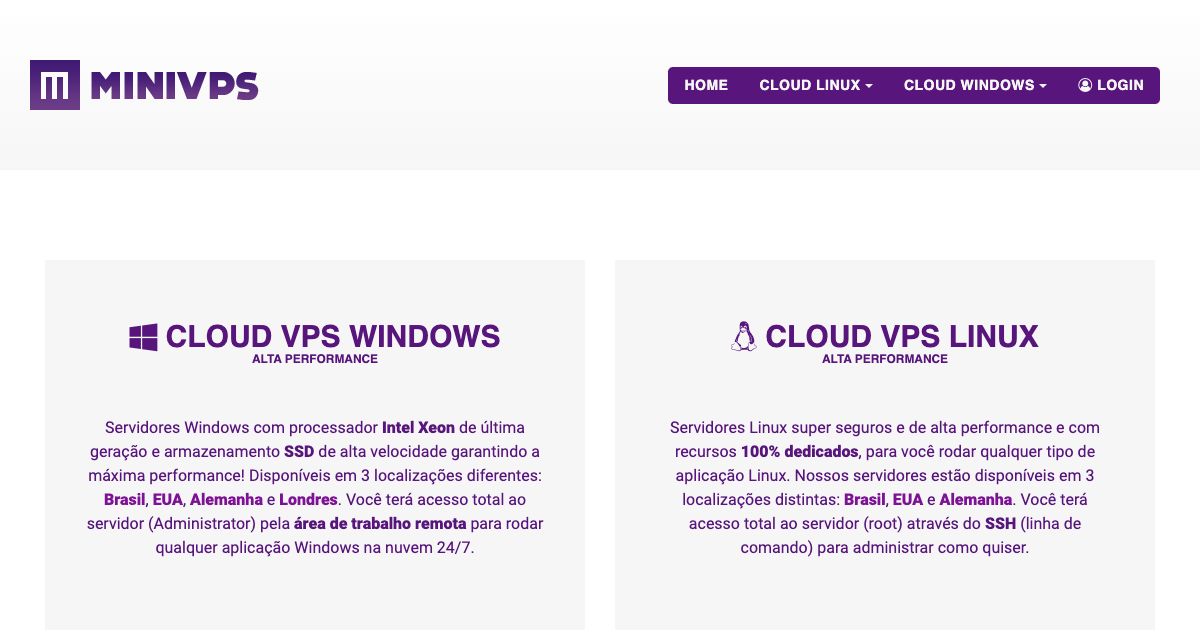 Homepage of MINIVPS hosting