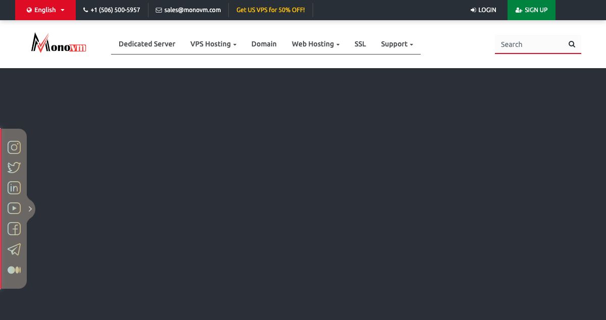 Homepage of Monovm hosting