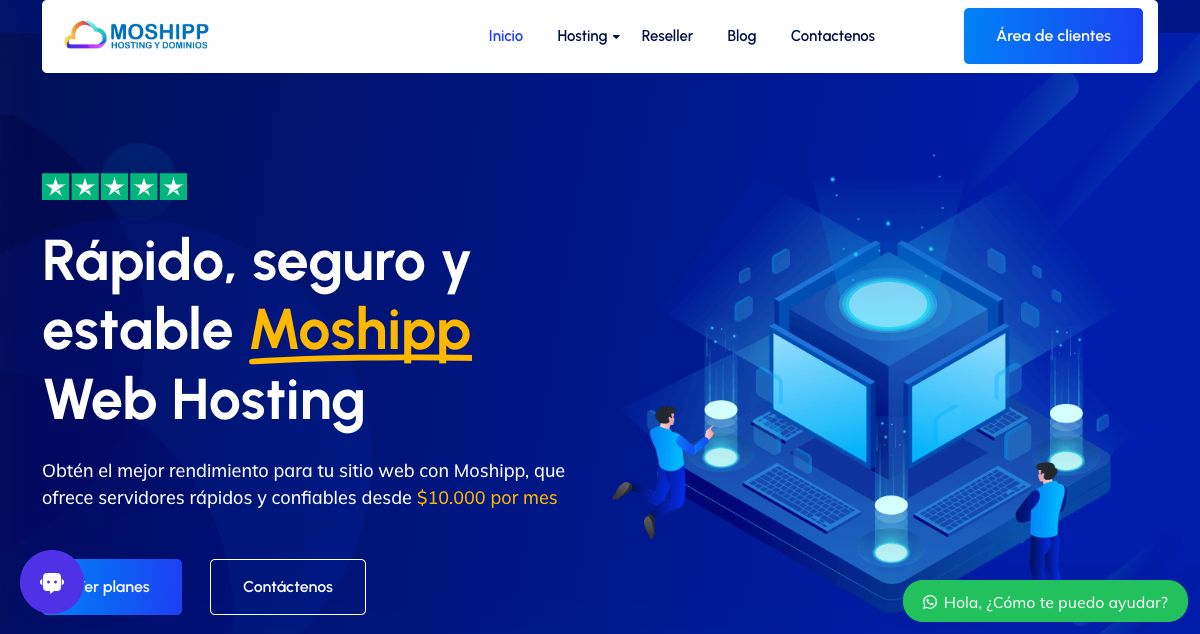 Homepage of Moshipp – Hosting and domains hosting