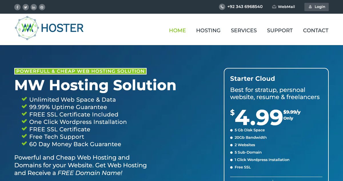 Homepage of MWHOSTER hosting