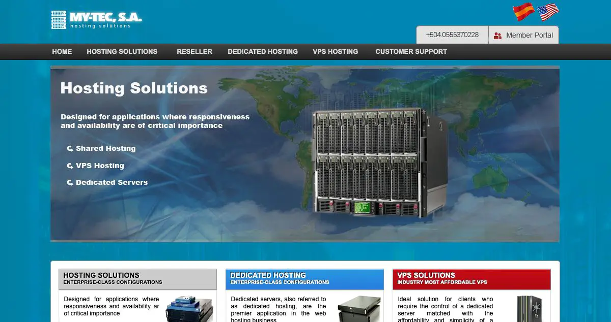 Homepage of MY-TEC, S.A. hosting