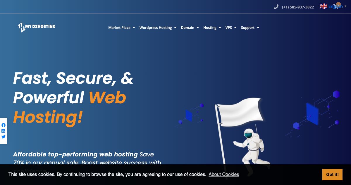 Homepage of My DZHosting hosting