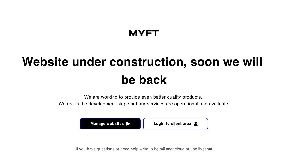 Homepage of Myft.cloud hosting