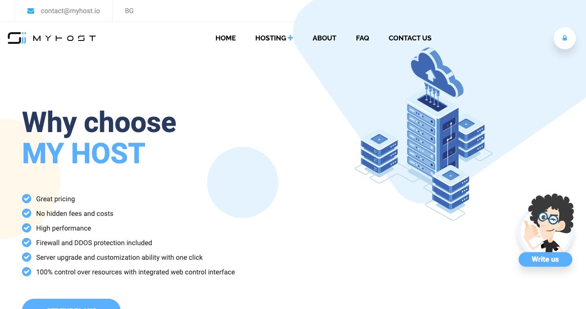 Homepage of Myhost.io hosting