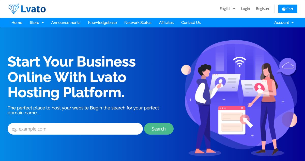 Homepage of Lvato hosting