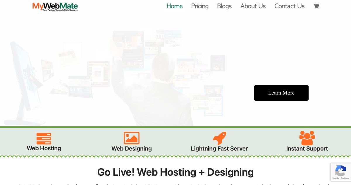 Homepage of MyWebMate hosting