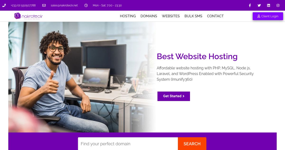 Homepage of Nakro Technology Limited hosting