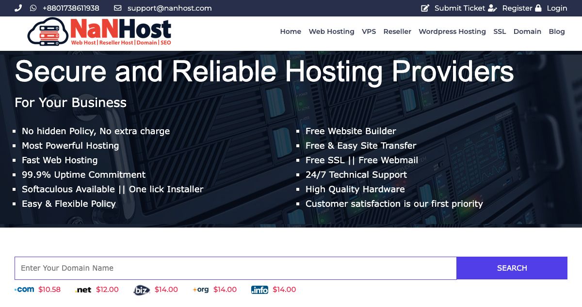 Homepage of NaN Host hosting