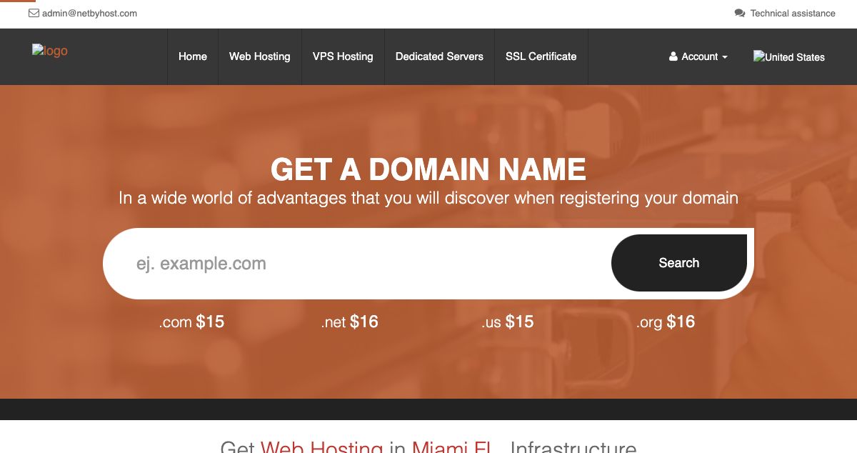 Homepage of Netbyhost hosting