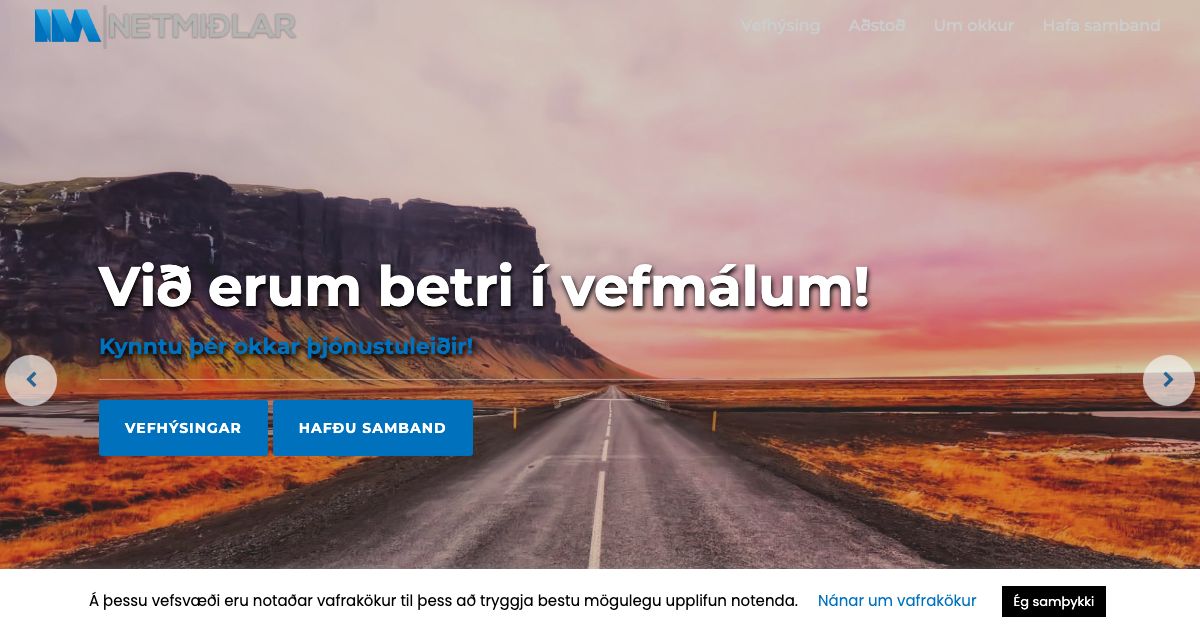 Homepage of Netmidlar – Iceland hosting