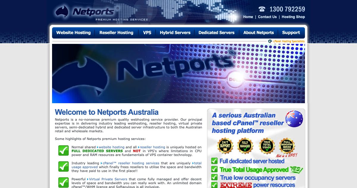 Homepage of Netports hosting