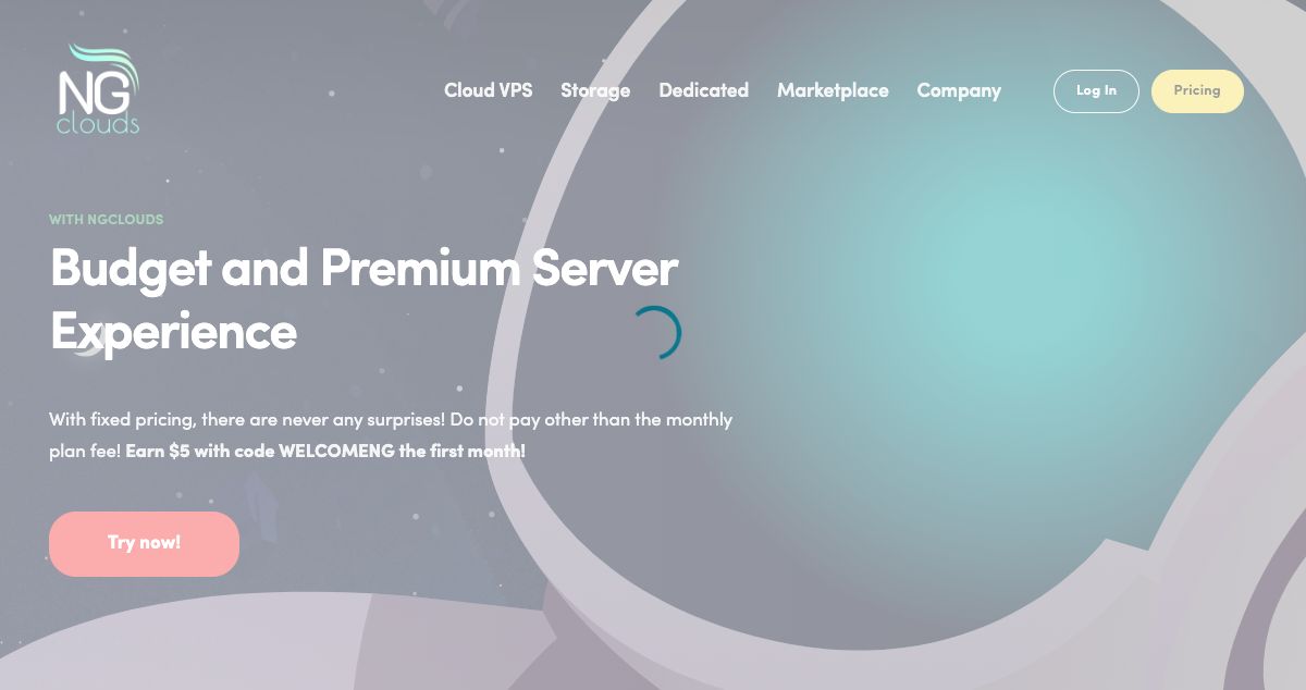 Homepage of NGClouds hosting