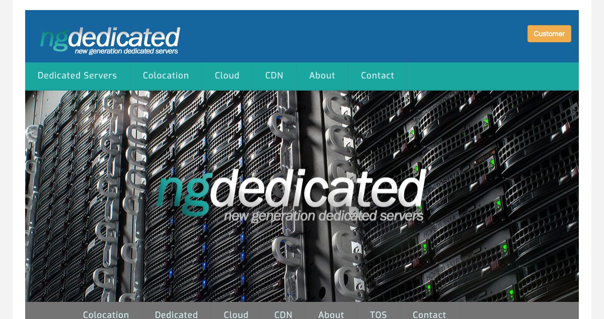 Homepage of NGDedicated hosting