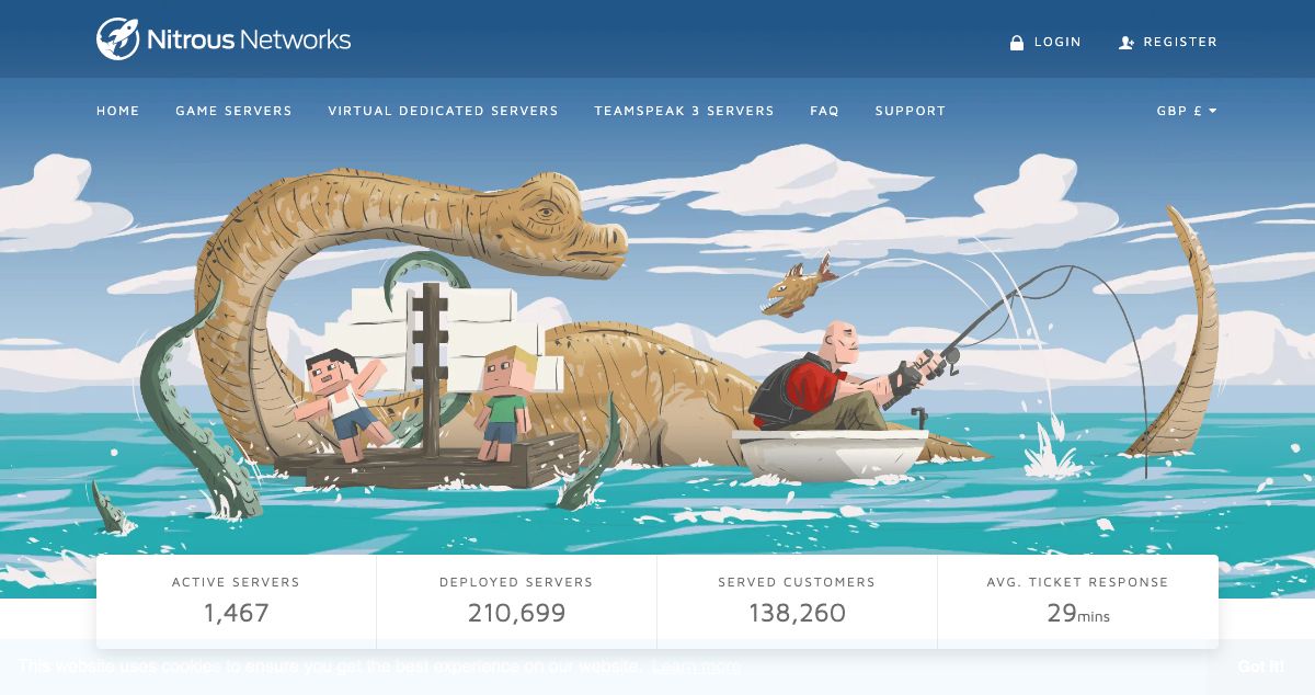 Homepage of Nitrous Networks hosting