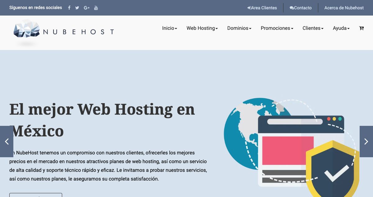 Homepage of NubeHost hosting