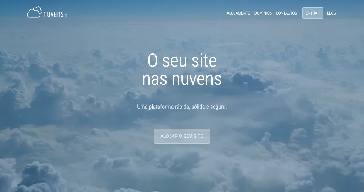 Homepage of Nuvens.pt hosting