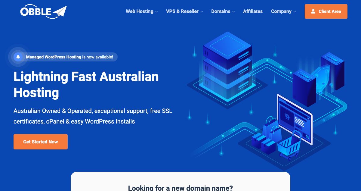 Homepage of Obble Hosting hosting