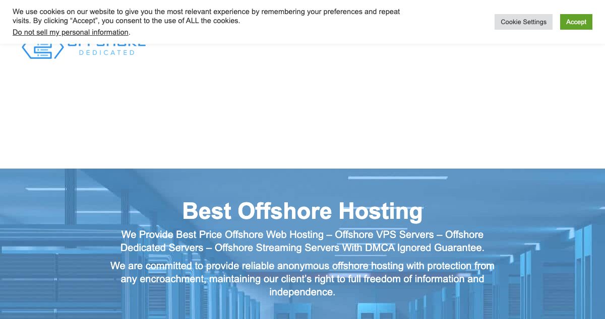 Homepage of OffshoreDedicated hosting