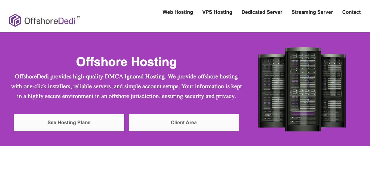 Homepage of OffshoreDedi hosting