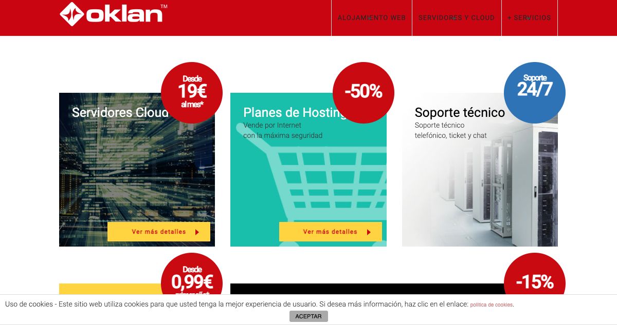 Homepage of Oklan hosting