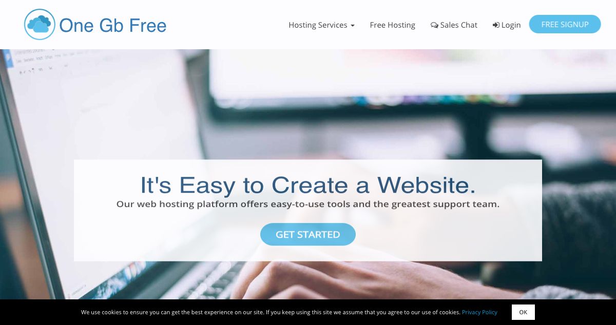 Homepage of One Gb Free hosting