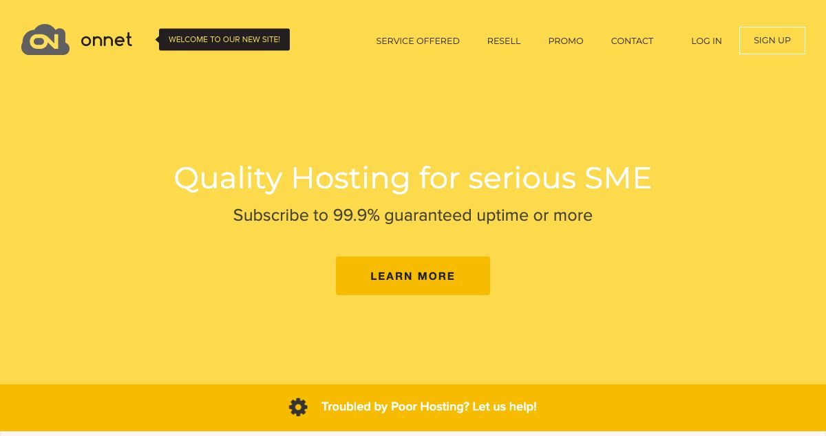 Homepage of Onnet hosting