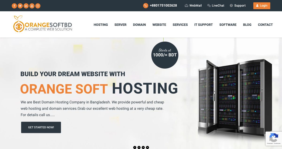 Homepage of Orange Soft BD hosting