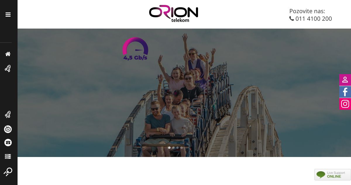 Homepage of Orion hosting