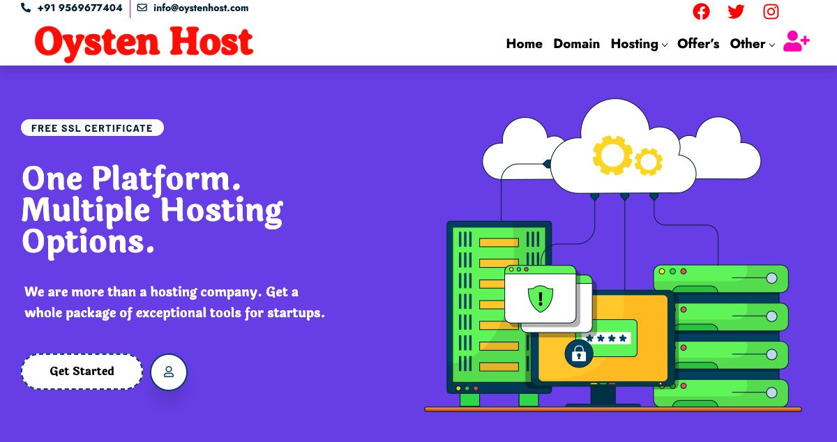 Homepage of Oysten Host hosting