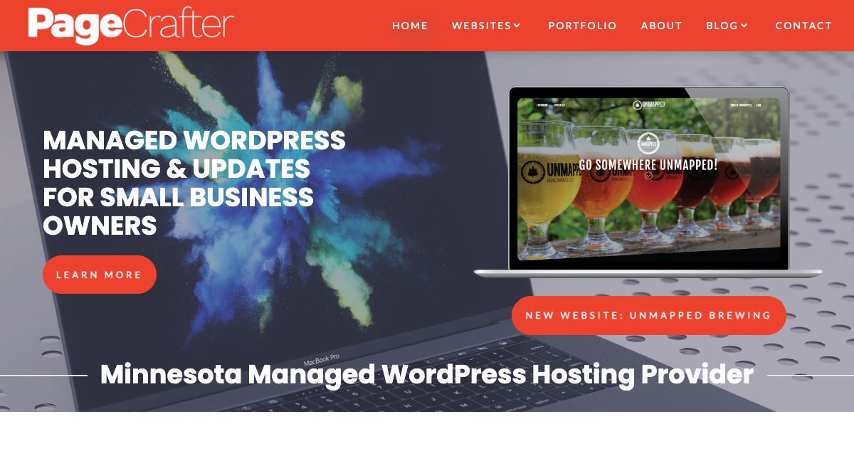 Homepage of PageCrafter hosting