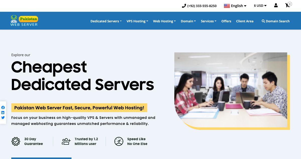 Homepage of Pakistan Web Server hosting