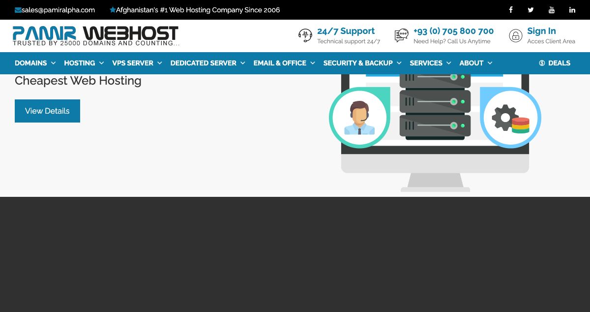 Homepage of PAMIR WEB HOSTING hosting