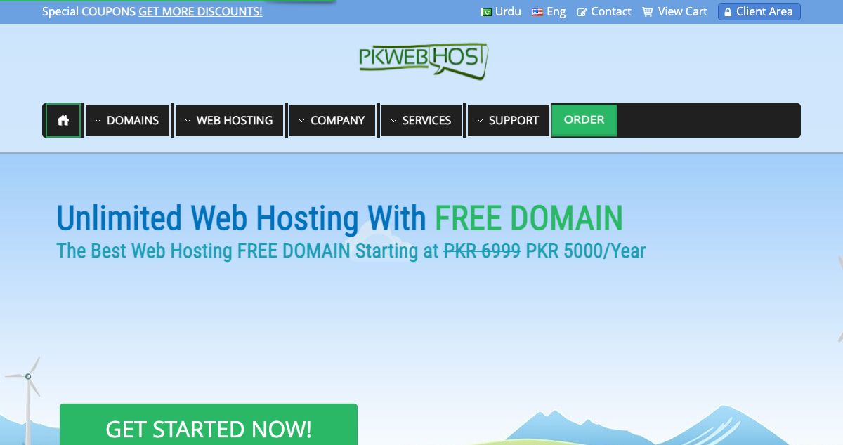 Homepage of Pkwebhost Pvt Ltd hosting