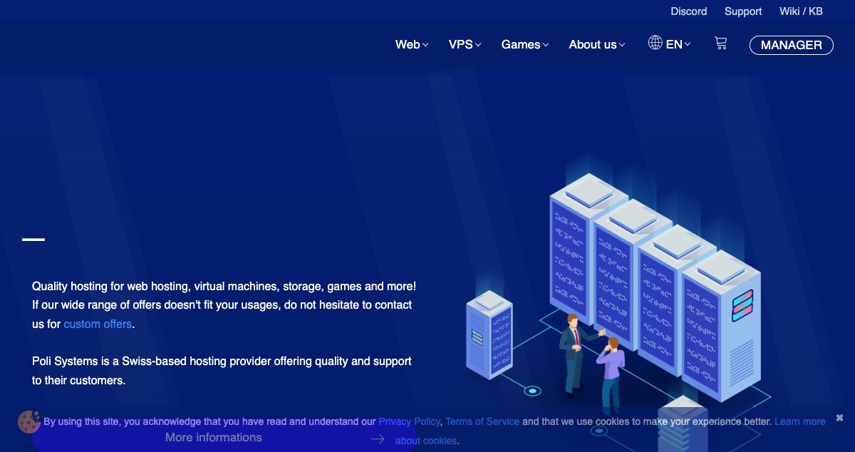 Homepage of Poli Systems hosting