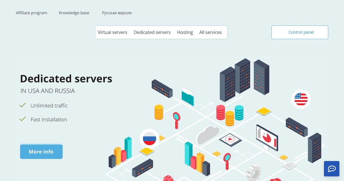 Homepage of ProfitServer hosting