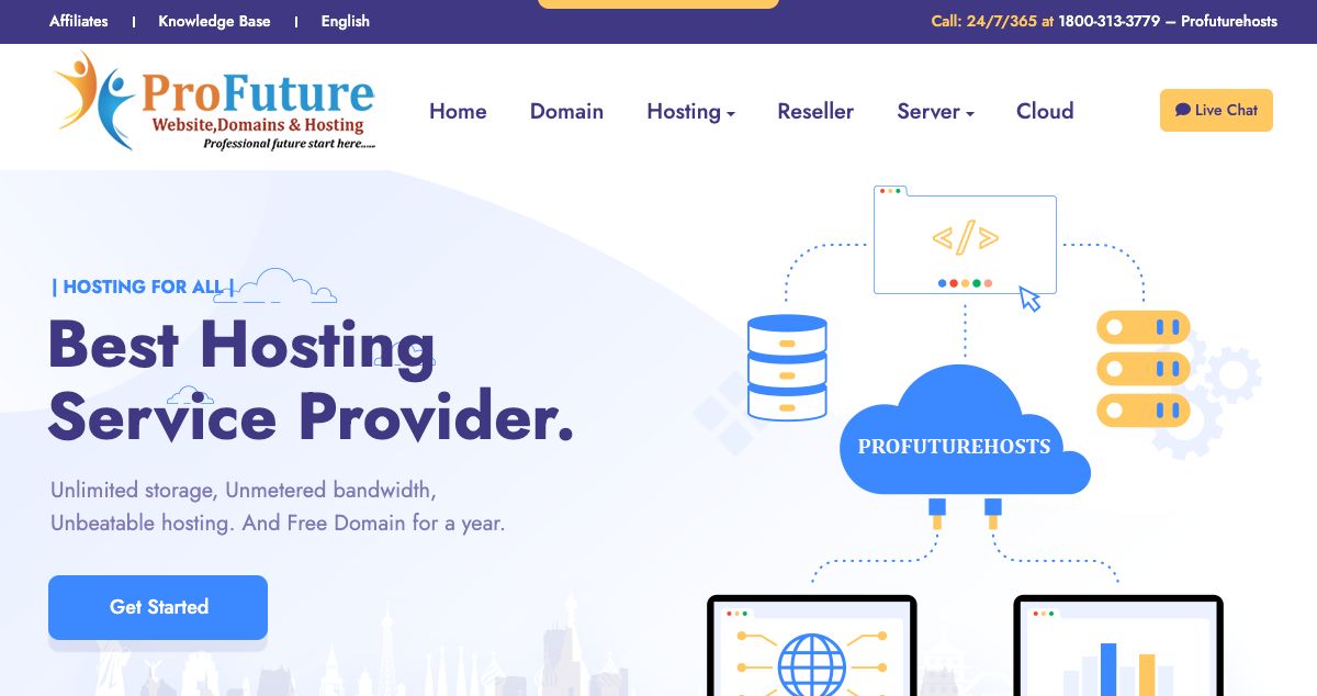 Homepage of Profuturehosts International hosting