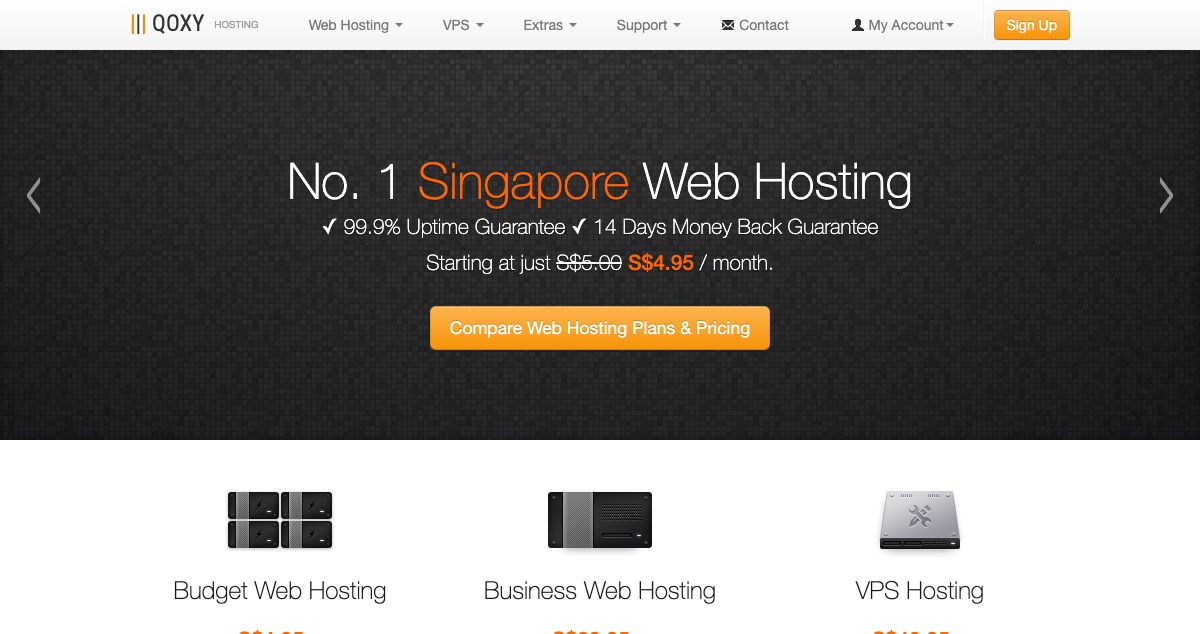 Homepage of QOXY hosting